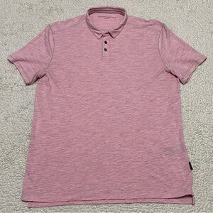 John Varvatos USA Mens Red Button Neck Short Sleeve Polo Shirt Size L